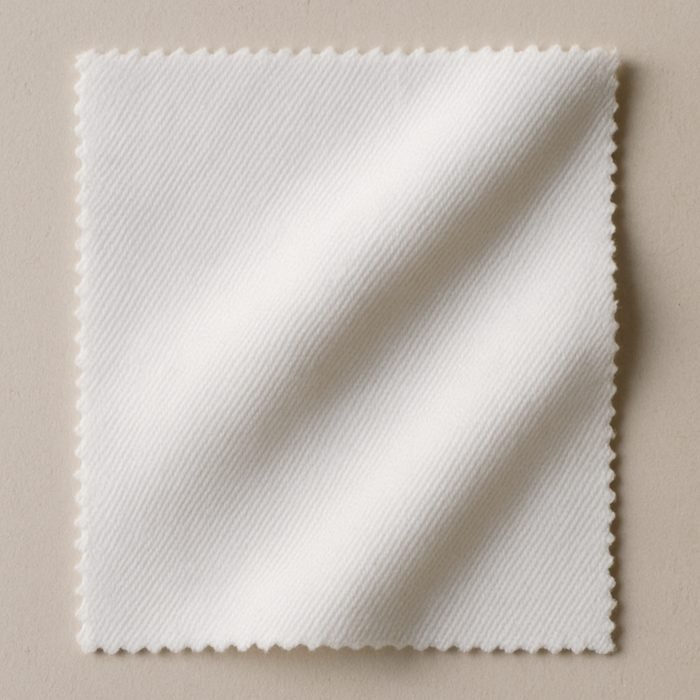 Close-up of poly-cotton twill fabric showing its diagonal weave