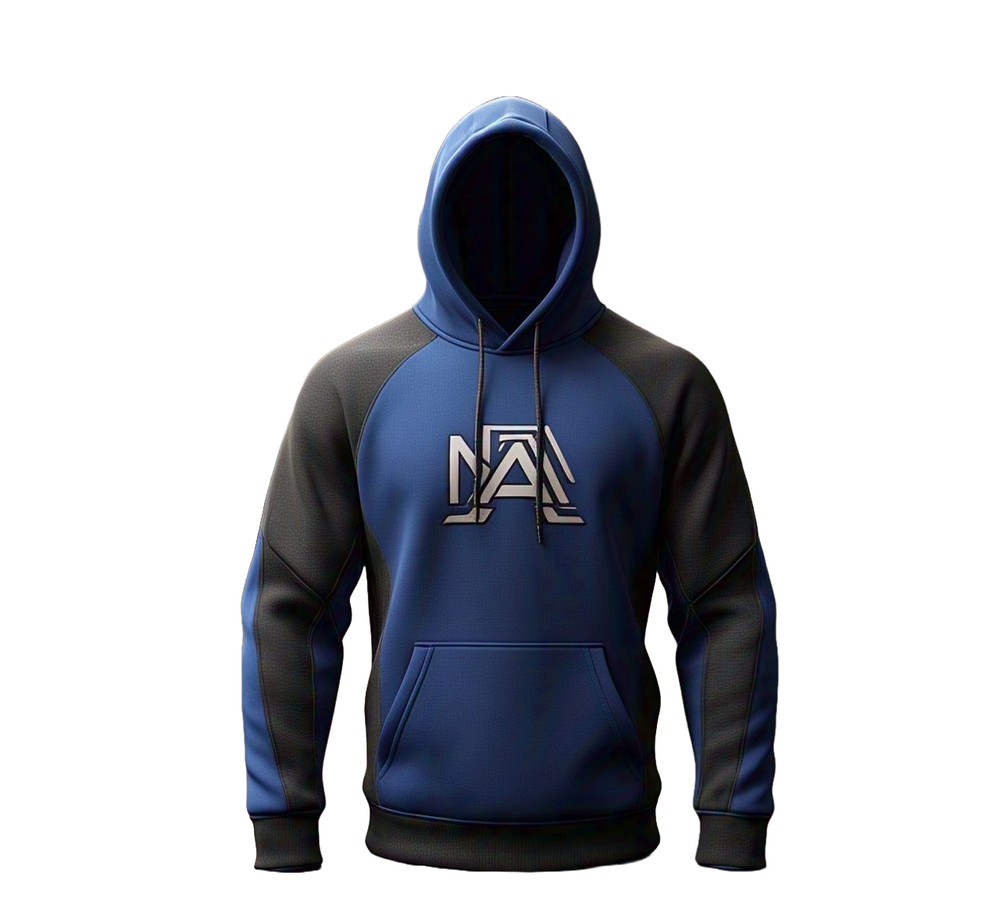 Custom contrast panel hoodie in mid-weight performance fleece