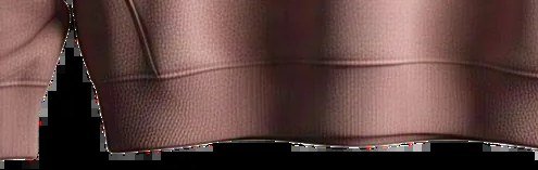 Close-up of the ribbed waist hem of an oversized crewneck sweatshirt