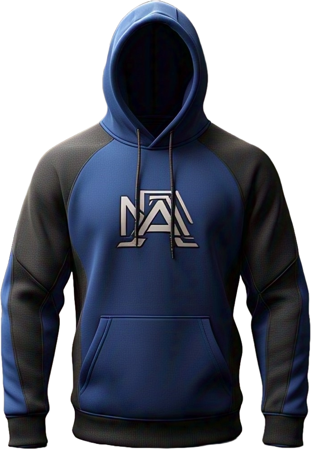 Contrast panel pullover hoodie in mid-weight fleece with a kangaroo pocket and ribbed cuffs and hem
