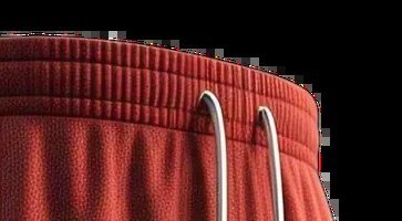 Close-up of a ribbed elasticated waistband with a flat woven drawcord threaded through the eyelets