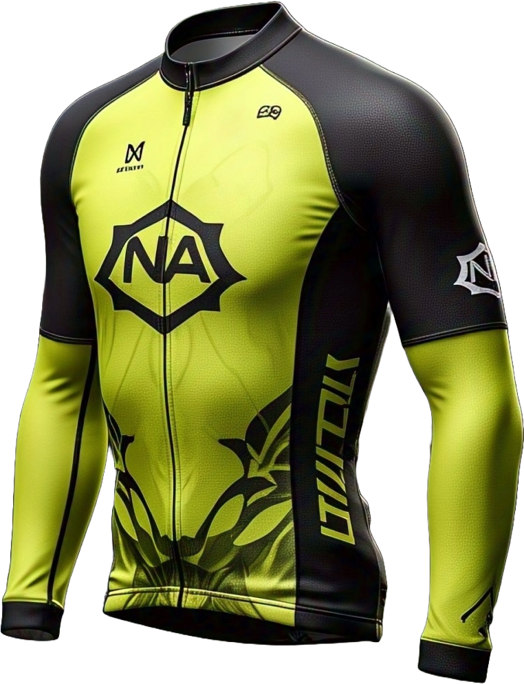 Hi-vis yellow and black long-sleeve cycling jersey with a full-length front zip, sublimated side artwork and contrast raglan sleeves