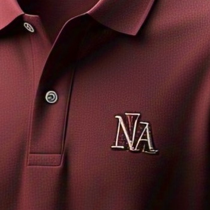 Close-up of a two-button polo placket with tonal buttons and clean topstitching
